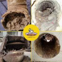 A close look at the inside of various clogged dryer vents. 